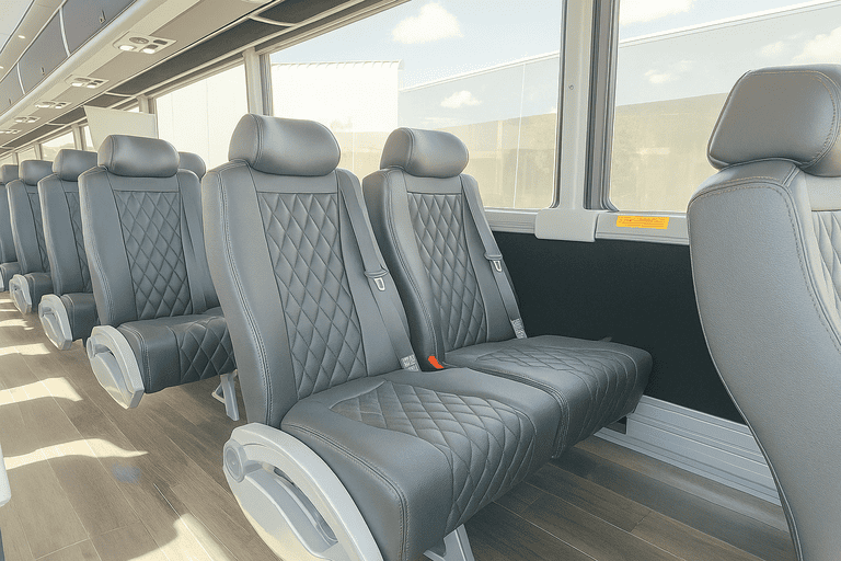 interior of Cape Coral Minibus Company charter bus